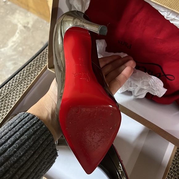 Christian Louboutin Pigalle 120 Plato Pewter/Patent SZ 38 - ONCE WORN (2 hours!) - Picture 14 of 17